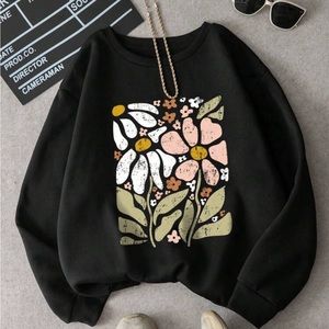 Floral Black Thermal Pullover